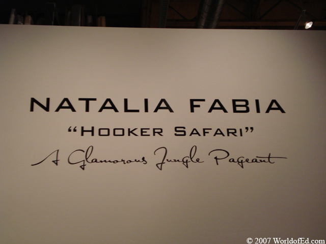 The Natalia Fabia sign in the art gallery.